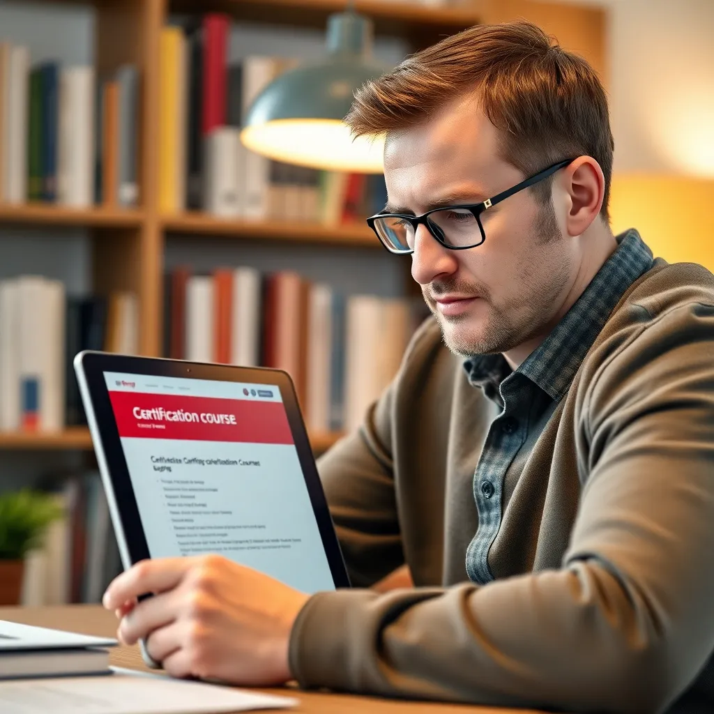 Persoon die online certificeringscursus volgt op laptop