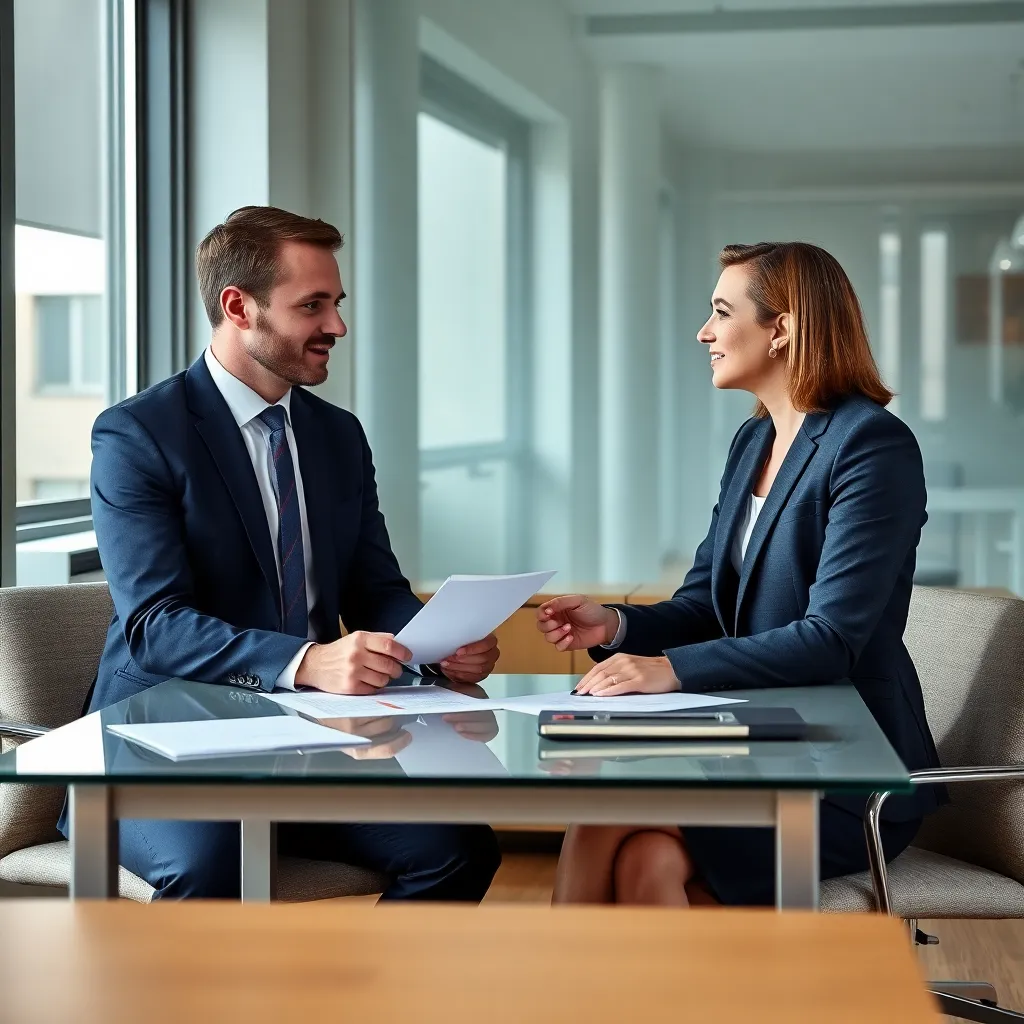 Mentor en mentee in gesprek in een moderne Nederlandse kantooromgeving